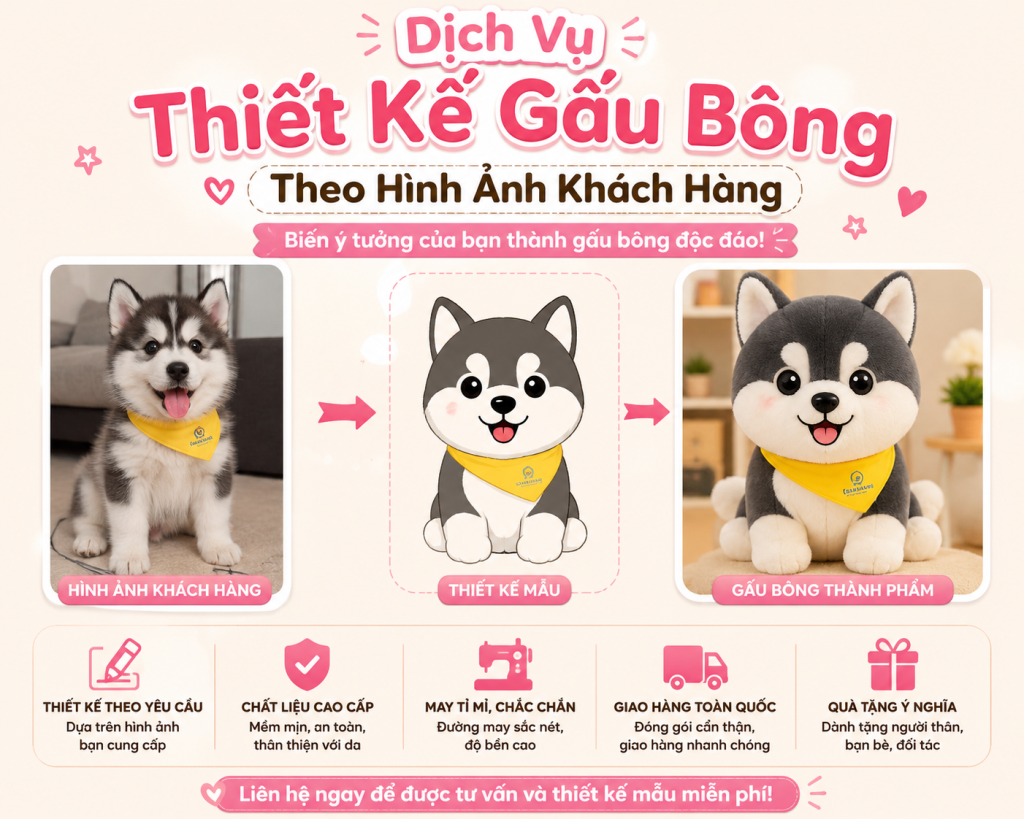 Dịch Vụ Thiết Kế Gấu Bông Theo Hình Ảnh Khách Hàng