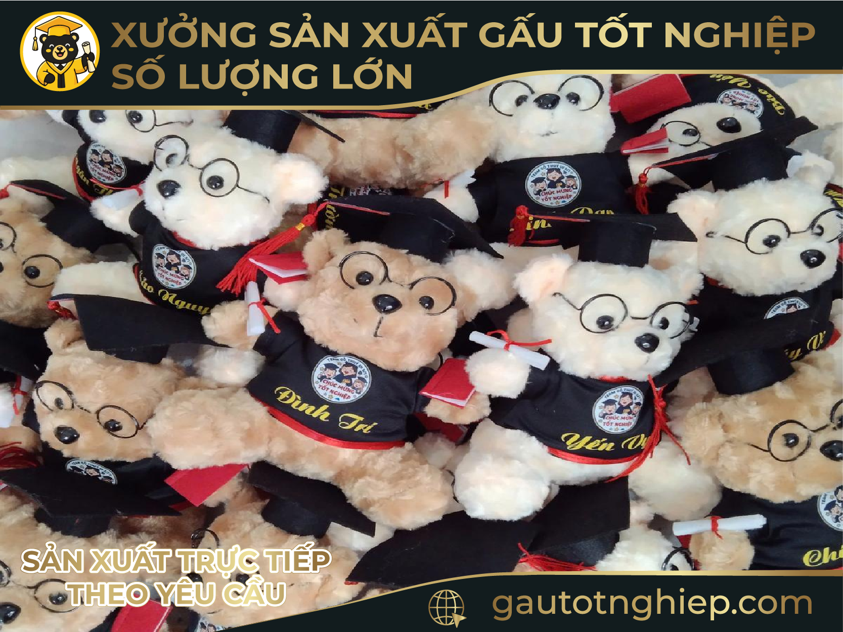 Gấu bông tốt nghiệp in / thêu tên theo yêu cầu